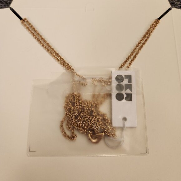 Romolo Layered Gold Necklace Silver Hammered Oval Pendants - Picture 6 of 8